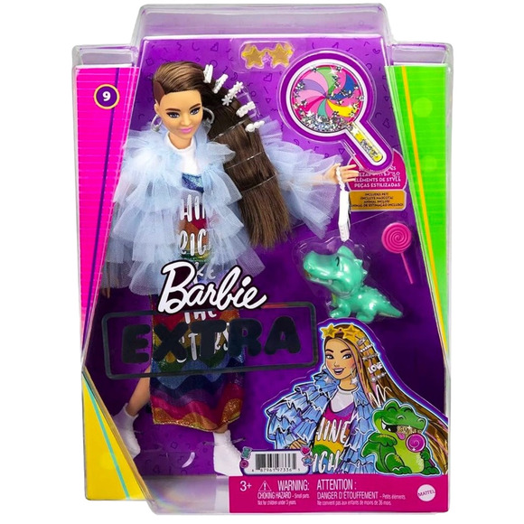 NEW Barbie Extra Doll & Accessories #9 Long Brunette Hair & Pet Crocodile 3+ - Picture 1 of 14
